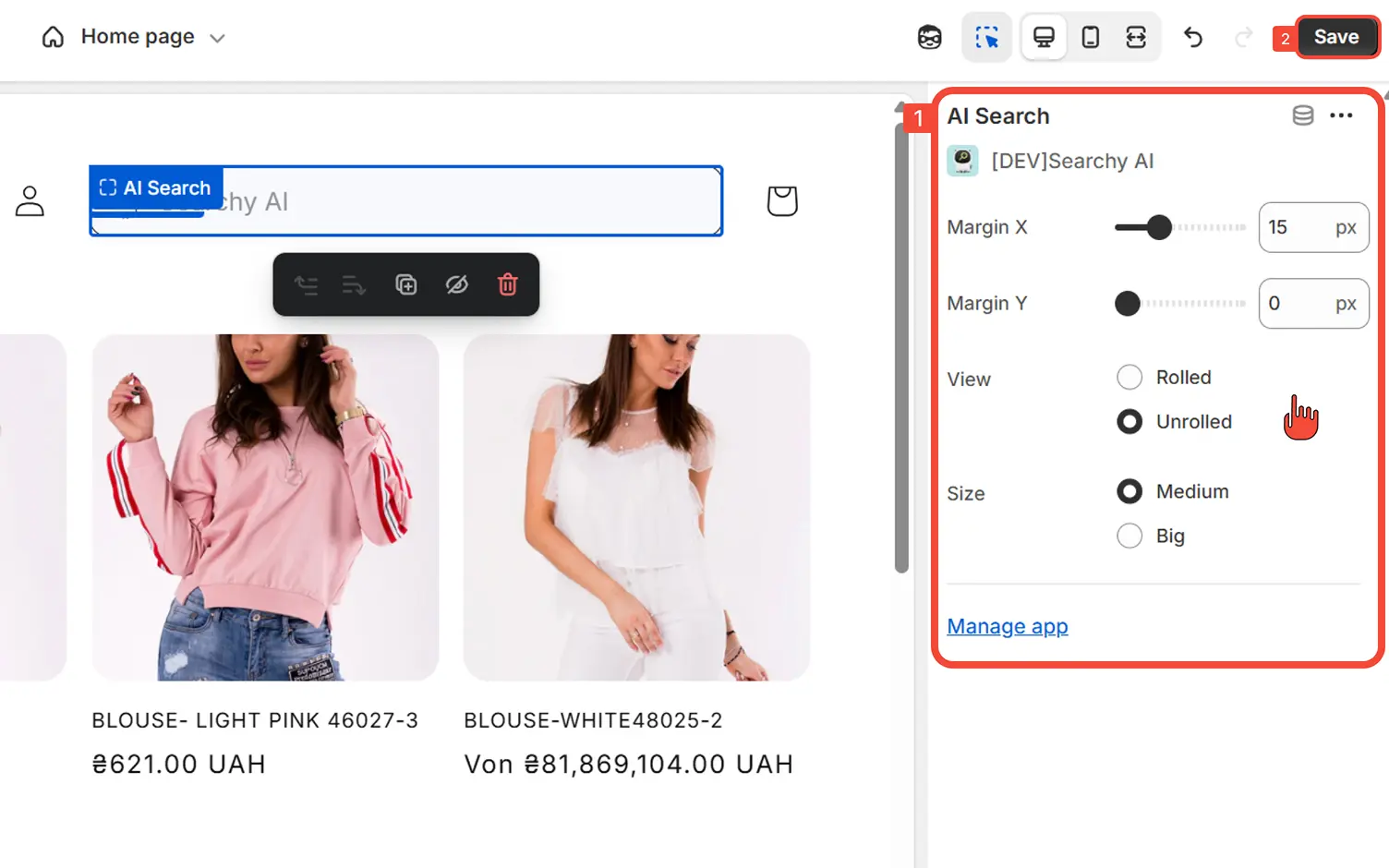 Adjust view and save