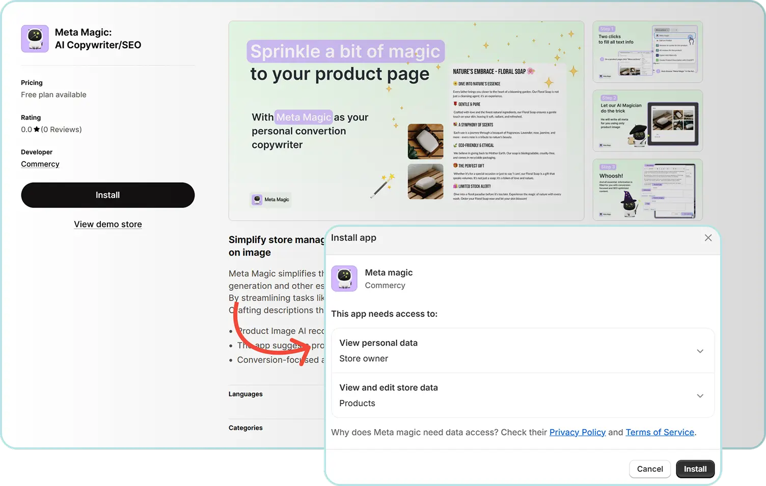 Click install and agree with permissions