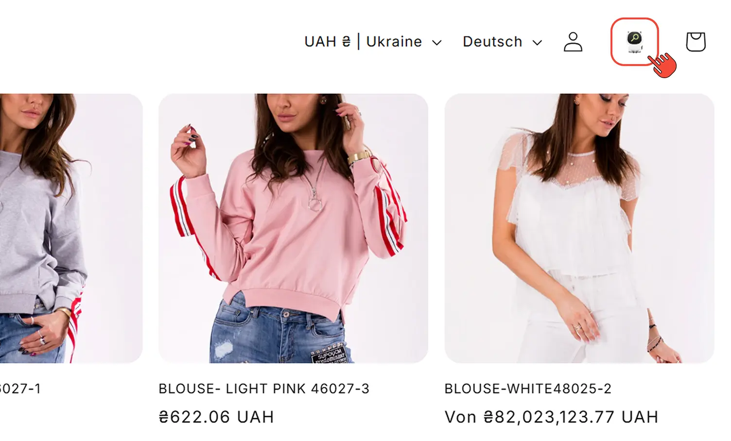 Open website and try search query