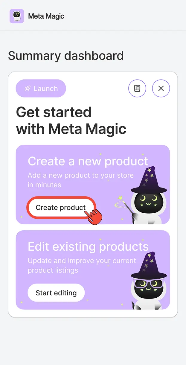 Create product from dashboard