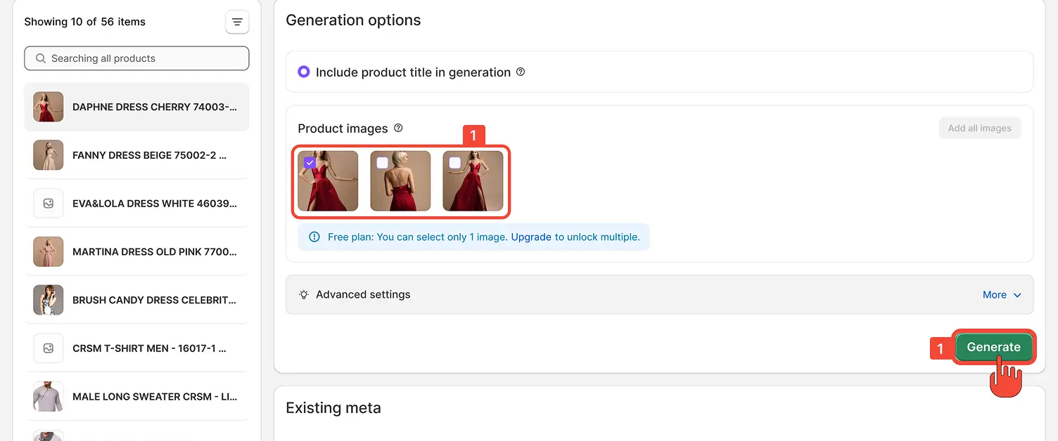 Generate product data