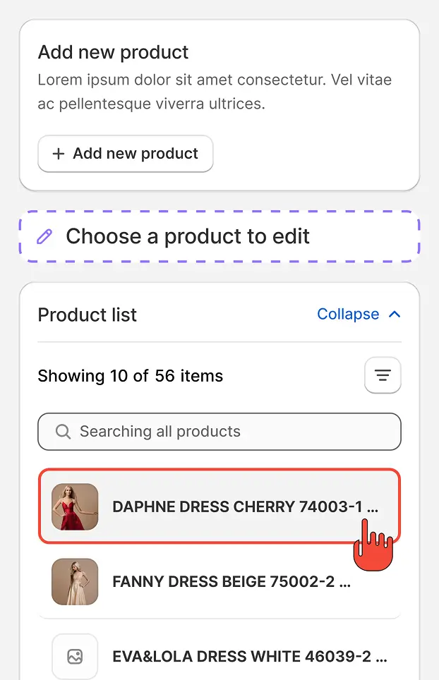 Choose a product to edit