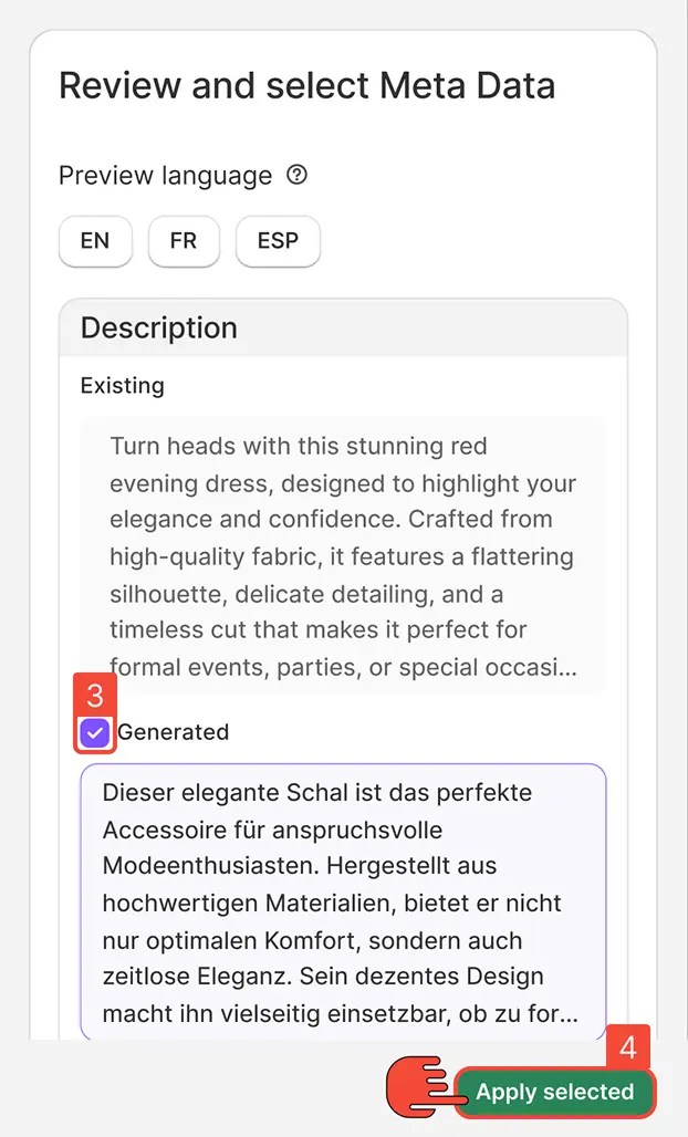 Apply selected changes