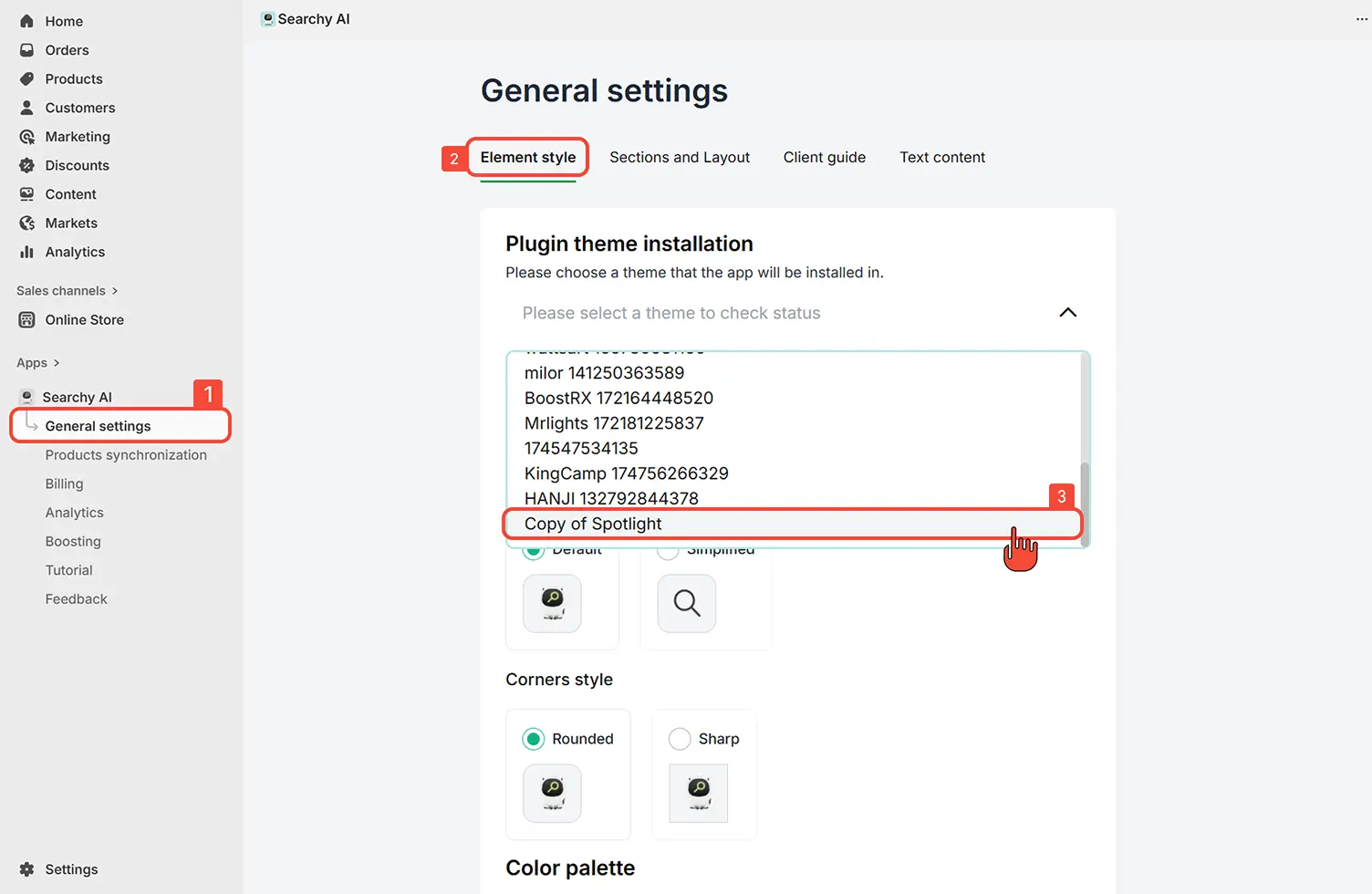 Go to app settings and install to duplicated theme